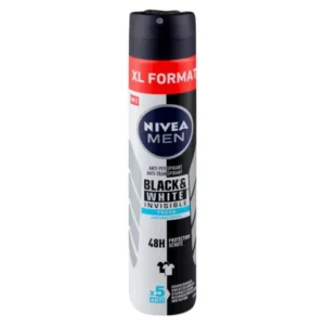 Deodorant Barbati, Nivea Men, Black & White, Invisible, Fresh + Antibacterial, Spray, 200 ml