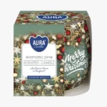 Lumanare Parfumata in Pahar Imprimat, Pin Aromat