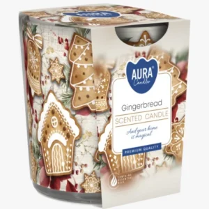 Lumanare Parfumata in Pahar Imprimat, Aura, Turta Dulce